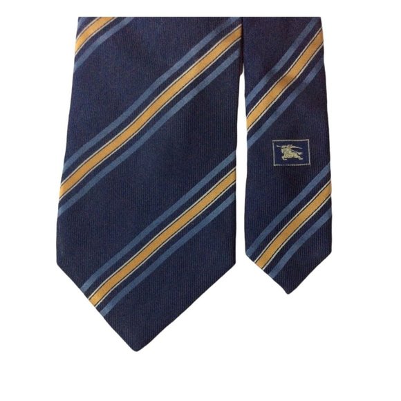 BURBERRY LONDON Blue Striped Tie Italy Silk 59"/3".3/4 EX COND - Picture 3 of 6